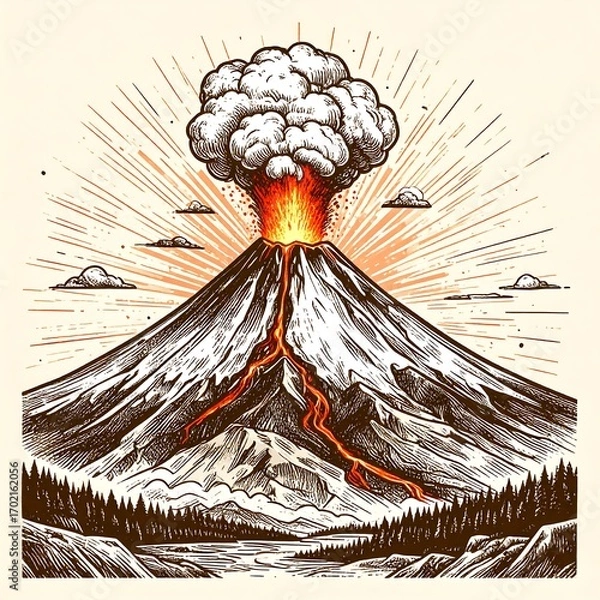 Obraz Volcanic eruption illustration