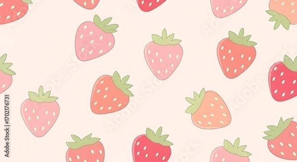 Fototapeta Cute Pink Strawberry Pattern Background.