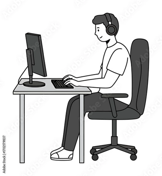 Fototapeta Cartoon Streamer Gaming - Minimalist Vector