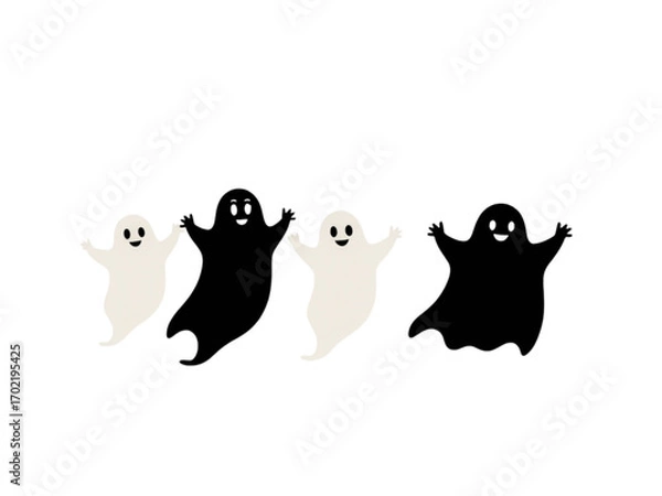 Fototapeta A Hauntingly Creative New Vector Illustration of a White and Black Ghost Silhouette, Perfect for Adding a Frightening Touch to Your Projects.