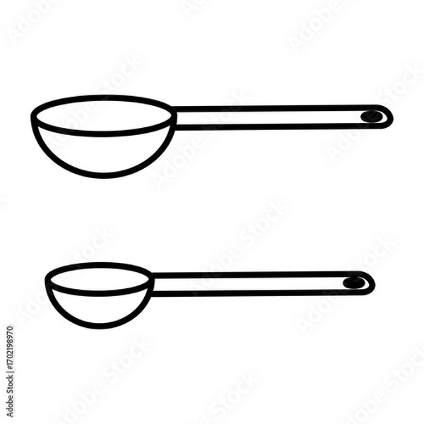 Obraz シンプルな大さじ、小さじの計量スプーンの線画イラスト
