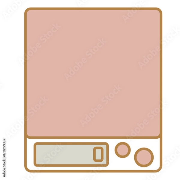 Obraz シンプルなピンクの可愛い料理用デジタルスケールのイラスト
