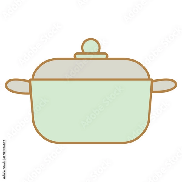 Obraz シンプルな緑色の可愛いお鍋のイラストアイコン
