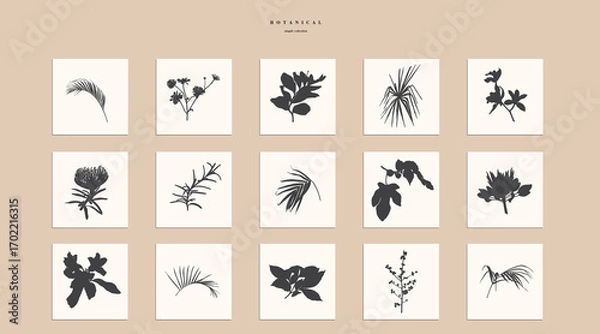 Fototapeta Illustration with big collection of spring and garden flowers frame background. Big set with garden and tropical flowers. Decorative element, card, logo, poster.