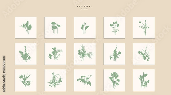 Fototapeta Illustration with big collection of spring and garden flowers frame background. Big set with garden and tropical flowers. Decorative element, card, logo, poster.