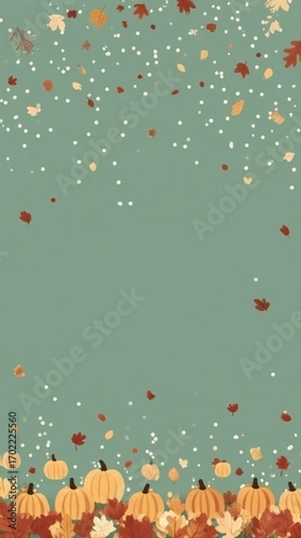 Fototapeta Whimsical Pumpkins on Sage Green
