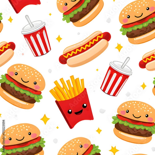 Fototapeta The Playful Fast Food Pattern