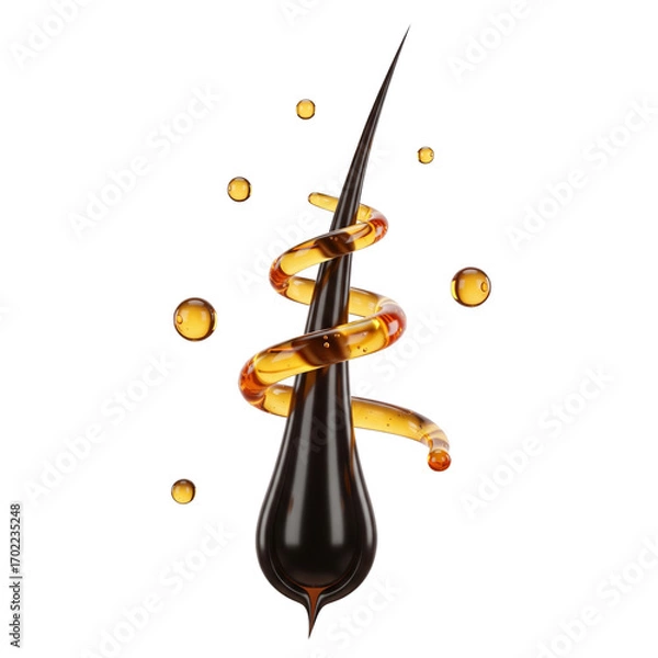 Fototapeta Hair strand nourishment concept showcasing glossy texture and vitalizing essence benefits using