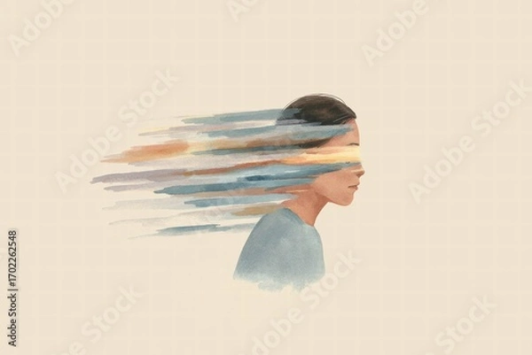 Fototapeta Conceptual image showing depersonalisation mental health experience.