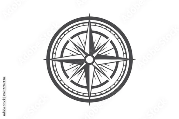 Obraz Simple Gray Compass Rose on White Background Element