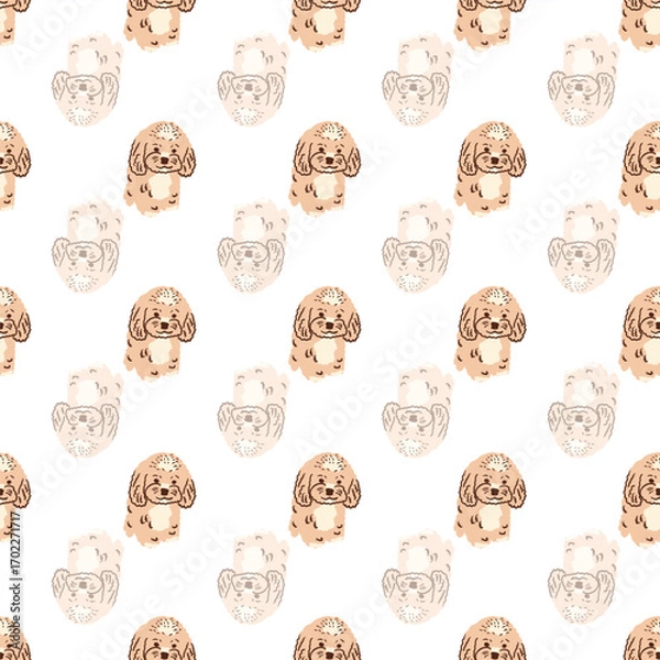 Obraz Seamless Puppy Dog Pattern Cute Labrador Corgi and Cocker Spaniel Vector Illustration