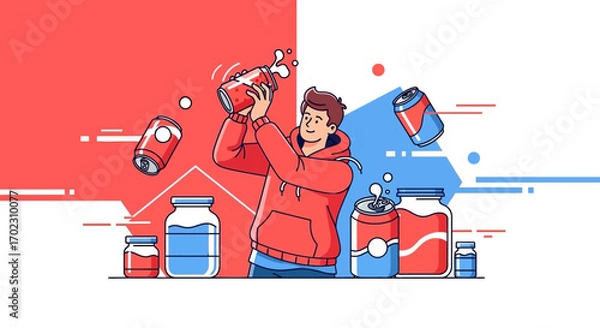 Fototapeta Joyful Person Playing With Refreshing Drinks And Refreshing Beverages In Delightful Mood