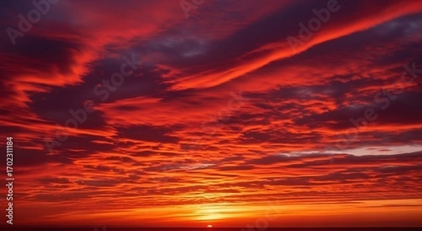 Obraz Fiery Sunset Sky with Dramatic Cloudscape.