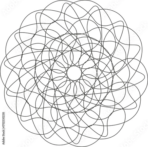 Fototapeta Circular geometry formed by multiple interlaced loops connected in symmetry.