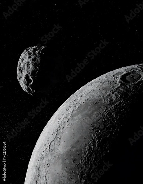 Fototapeta Two celestial bodies in deep space