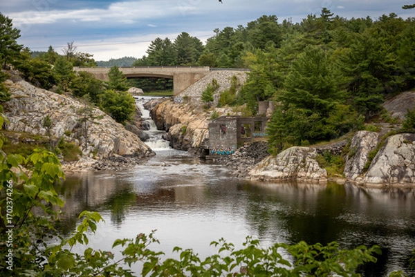 Obraz A captivating view of Whitefish Falls, Ontario, showcasing its natural beauty and tranquil ambiance.
