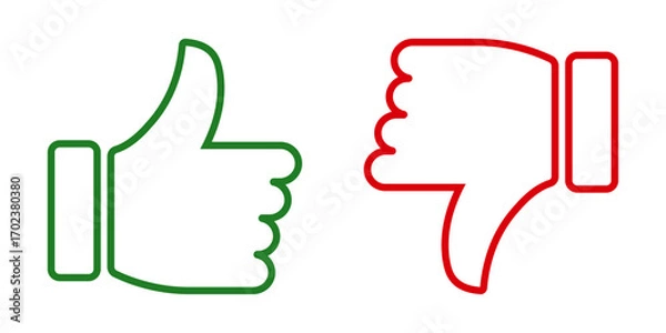 Fototapeta Thumb up and thumb down or good and bad symbol stock vector illustration