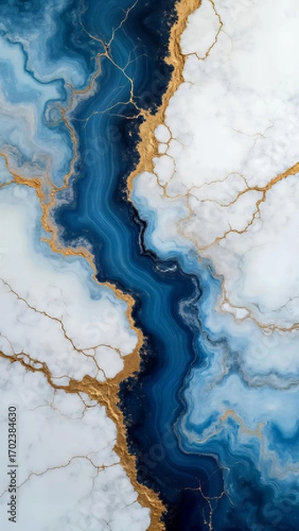 Obraz An abstract, artistic rendering showcasing a striking combination of textures, colors, and patterns, evoking a sense of fluidity and sophistication. A visual exploration of depth and form.