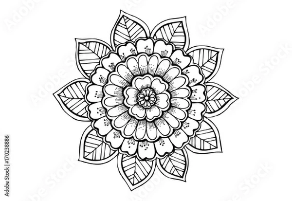Obraz Floral mandala in black and white