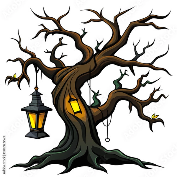 Obraz vector illustration of a tree in the night