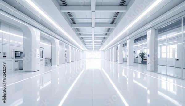 Obraz Bright and Minimalist Modern Interior of a Clean Room Environment