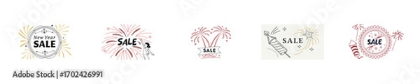 Obraz New Year Sale graphics with fireworks festive elements vector