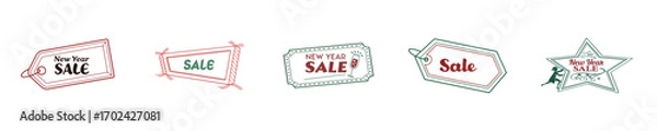 Obraz New Year Sale Tags With Red Green Accents Festive Graphics price