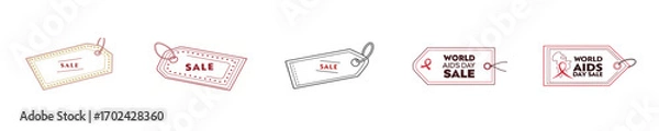 Obraz World Aids Day sale tags with red ribbon sale text vector