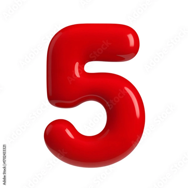 Fototapeta 3d number 5 red