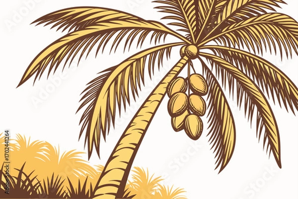 Fototapeta palm tree silhouette vector