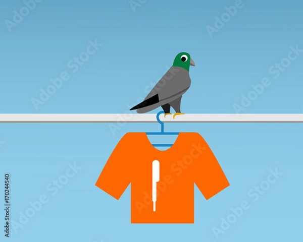 Fototapeta Bad Pigeon Bird shit on t-shirt , vector