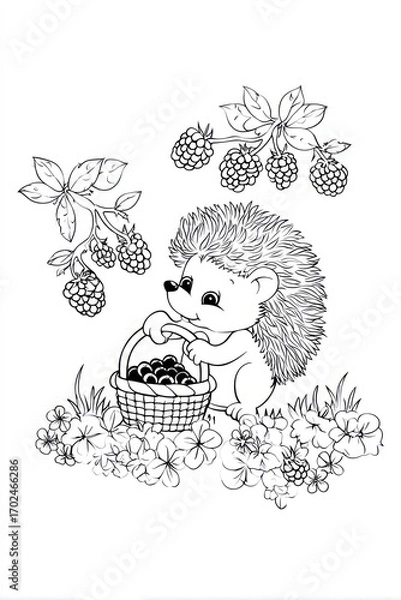 Obraz Hedgehog gathering berries