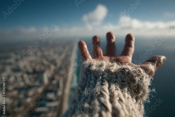 Obraz A hand extended in friendship over a vast distance, bridging gaps.