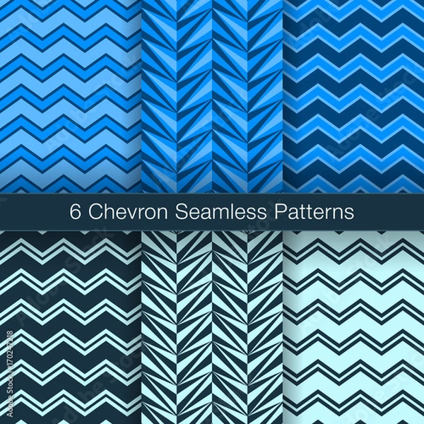 Obraz Set of 6 Chevron Seamless Patterns. Every Pattern is on a Separate Isolated Layer
