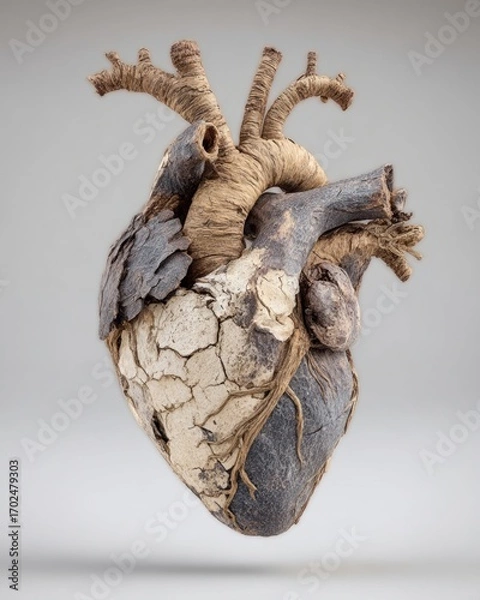 Obraz A heart made of intertwined roots and branches, symbolizing the interconnectedness of all life.