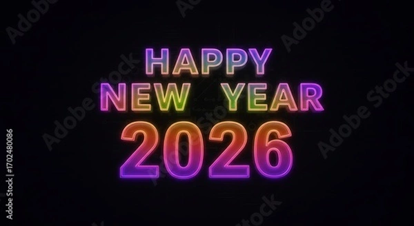 Fototapeta Holographic Shine  Happy New Year 2026