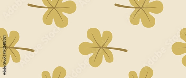 Fototapeta Flat seamless illustration. Minimalistic abstract leaf pattern. Modern autumn print on a light background. Ideal for textile design, screensavers, covers, cards, invitations and posters.