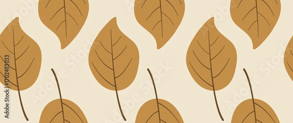 Fototapeta Flat seamless illustration. Minimalistic abstract leaf pattern. Modern autumn print on a light background. Ideal for textile design, screensavers, covers, cards, invitations and posters.