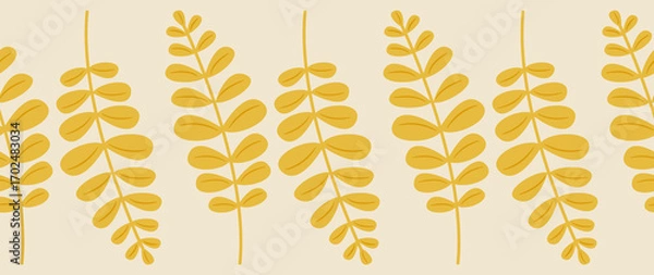 Fototapeta Flat seamless illustration. Minimalistic abstract leaf pattern. Modern autumn print on a light background. Ideal for textile design, screensavers, covers, cards, invitations and posters.