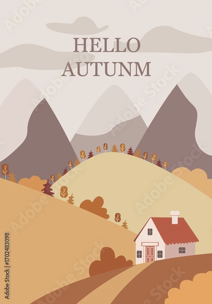 Fototapeta Flat seamless illustration. Minimalistic abstract leaf pattern. Modern autumn print on a light background. Ideal for textile design, screensavers, covers, cards, invitations and posters.