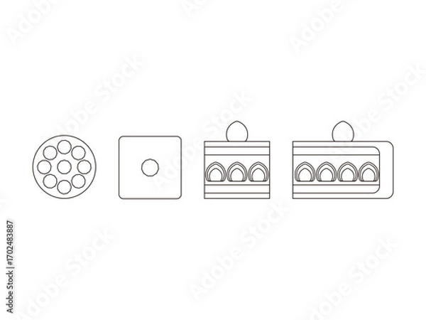 Obraz ケーキの線画アイコンのイラストのセット