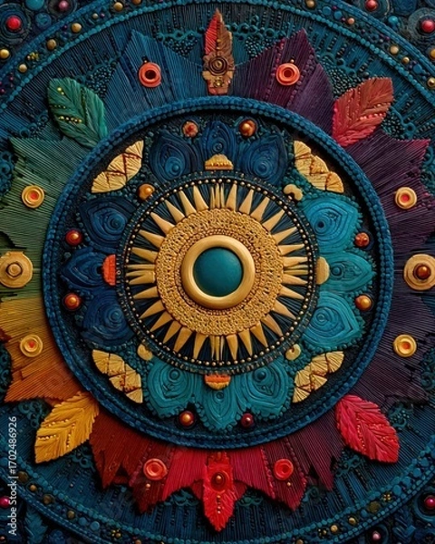 Obraz A kaleidoscope of vibrant colors forming intricate patterns, symbolizing the beauty of diversity in unity.