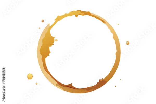 Fototapeta Vector art of, a coffee stain ring illustration, showcasing a circular mark with varying shades of brown and subtle imperfections, adding a realistic touch