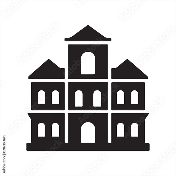 Fototapeta Heritage Building icon silhouette vector with white background