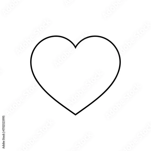 Fototapeta Single black outlined heart shape representing love and affection on white background