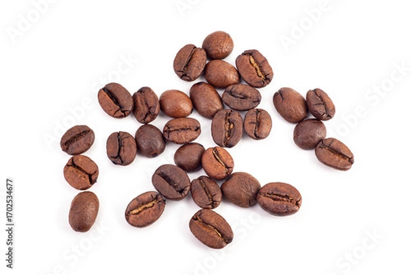 Fototapeta Coffee bean on white background, macro close-up