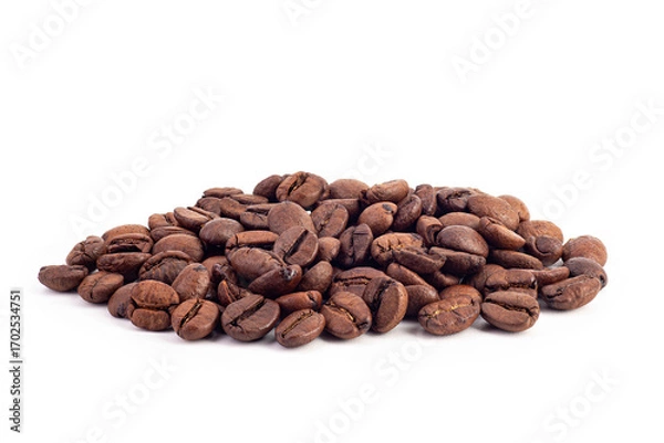 Fototapeta Coffee bean on white background, macro close-up