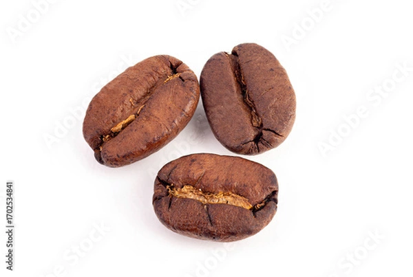 Fototapeta Coffee bean on white background, macro close-up