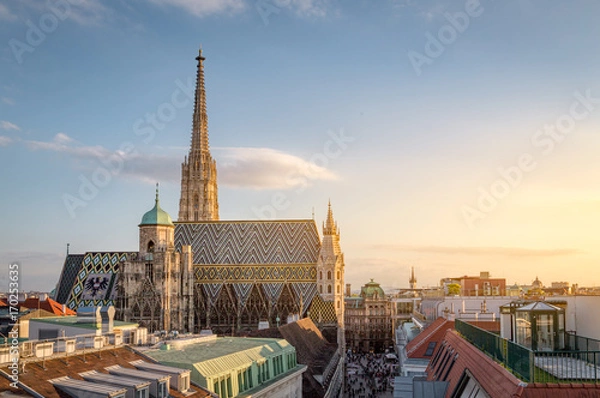 Fototapeta Vienna Skyline with St. Stephen's Cathedral, Vienna, Austria