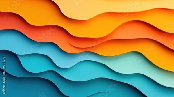 Fototapeta Abstract Colorful Waves: A Layered Papercut Design